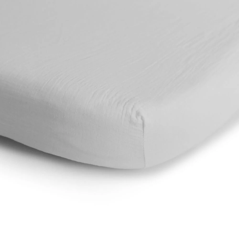 Drap contour de lit de bébé en mousseline - Blanc – Image 2